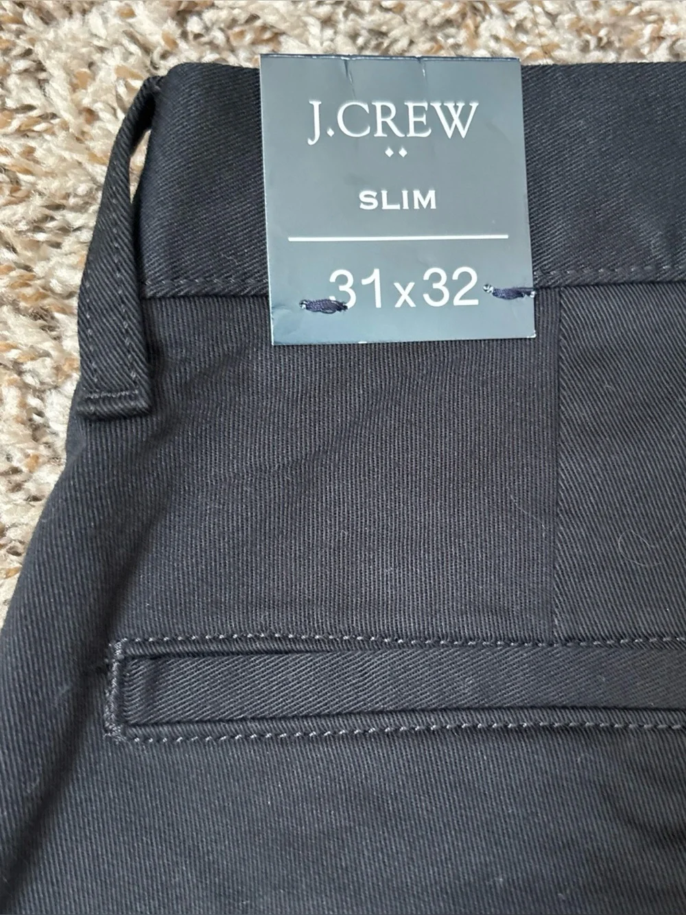 J. Crew Flex Men's Slim Fit Black Chino Pants, 31x32, NWT